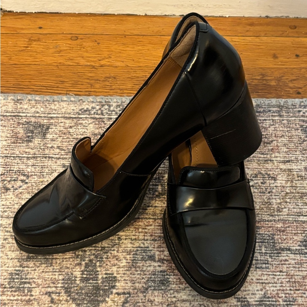 Clarks Black Heeled Loafers